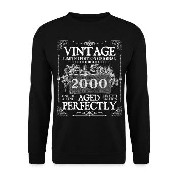 2000 | Vintage Perfectly seit 2000 Geburtstag - Unisex Pullover - Schwarz - Vorne - Alina (178cm) & Michal (187cm)