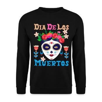 Dia-de-los-Muertos, La-Catrina Mexico, sugar-skull - Unisex Sweatshirt - black - Front - Alina (178cm) & Michal (187cm)