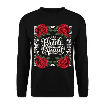 Team Bride, Happy Bride Squad, Dicton, Calligraphie - Sweat-shirt Unisexe - noir - Devant - Alina (178cm) & Michal (187cm)