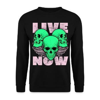 3 skulls, 3 skulls, angel wings saying - Unisex Sweatshirt - black - Front - Alina (178cm) & Michal (187cm)