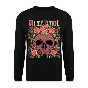Crâne avec des roses, drôle de dicton Stay-Cool - Sweat-shirt Unisexe - noir - Devant - Alina (178cm) & Michal (187cm)