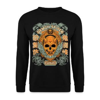 Kabuki-Theater, Japanisches Theater, Spinne Maske - Unisex Pullover - Schwarz - Vorne - Alina (178cm) & Michal (187cm)