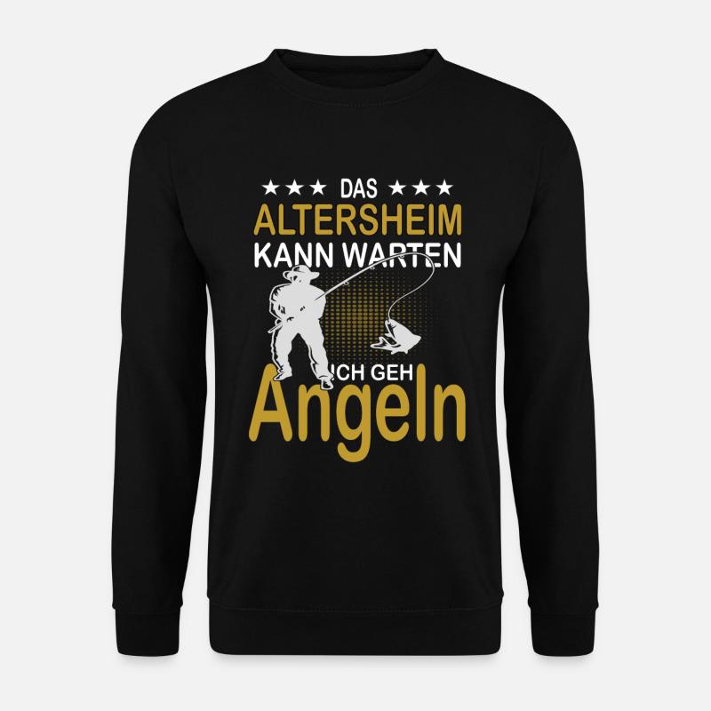 Altersheim Kann Warten Ruhestand Rente Angeln Opa - Unisex Pullover - Schwarz
