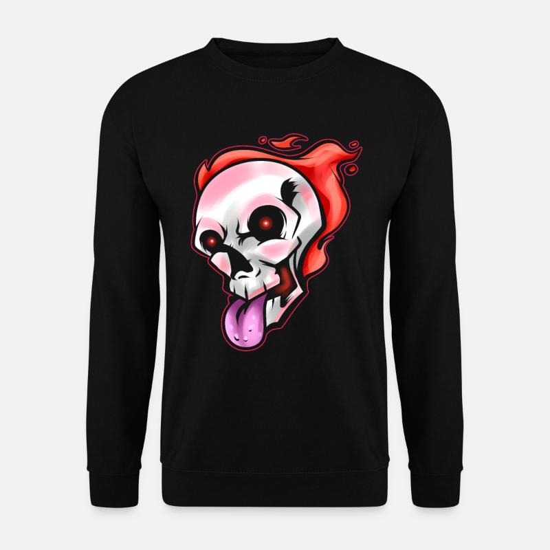 Flaming Skull Tounge Out Halloween - Unisex Pullover - Schwarz