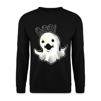 Mignon Kawaii mais effrayant Ghost Boo à Halloween - Sweat-shirt Unisexe - noir - Devant - Alina (178cm) & Michal (187cm)