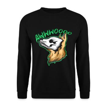Skull Wolf Wereweolf Howling On Halloween - Unisex Pullover - Schwarz - Vorne - Alina (178cm) & Michal (187cm)
