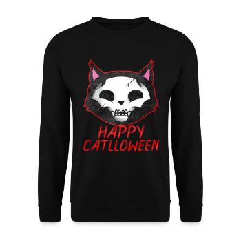 Cadavre Peinture Chat Joyeux Catlloween Chat Halloween - Sweat-shirt Unisexe - noir - Devant - Alina (178cm) & Michal (187cm)