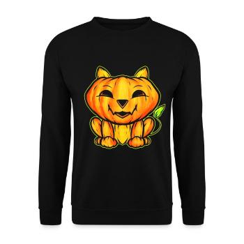 Pumpcat Pumpkin Cat Or Dog Halloween - Unisex Pullover - Schwarz - Vorne - Alina (178cm) & Michal (187cm)