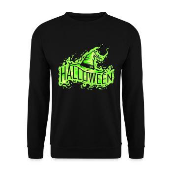 Green Witch Hat Costume For Halloween - Unisex Pullover - Schwarz - Vorne - Alina (178cm) & Michal (187cm)