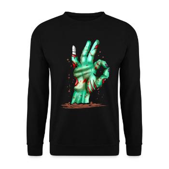 Main de zombie hors de la tombe montrant un excellent signe - Sweat-shirt Unisexe - noir - Devant - Alina (178cm) & Michal (187cm)