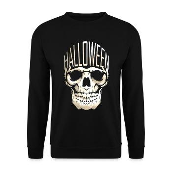 Skull Has Only Halloween in His Head Crown - Unisex Pullover - Schwarz - Vorne - Alina (178cm) & Michal (187cm)