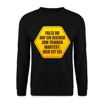 Zeichen Zum Trinken Saufshirt Mallorca Saufen Bier - Unisex Pullover - Schwarz - Vorne - Alina (178cm) & Michal (187cm)