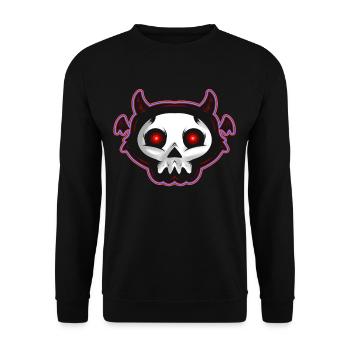 Cute Kawaii Flying Monster Skull Paint Face Wings - Unisex Pullover - Schwarz - Vorne - Alina (178cm) & Michal (187cm)