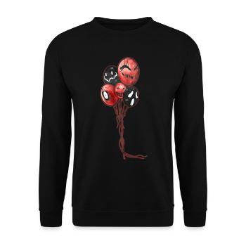 Scary Ghost Spirit Monster Balloons Halloween - Unisex Pullover - Schwarz - Vorne - Alina (178cm) & Michal (187cm)