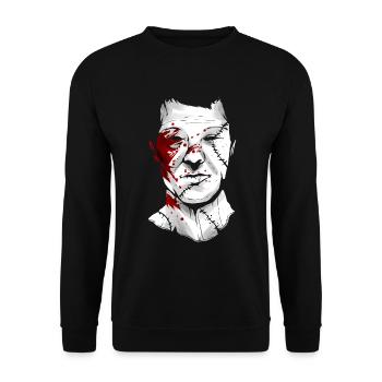 Scary Blood Splatter Leather Face Mask Halloween - Unisex Sweatshirt - black - Front - Alina (178cm) & Michal (187cm)