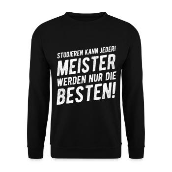 Meister Lustiger Spruch Geschenk - Unisex Pullover - Schwarz - Vorne - Alina (178cm) & Michal (187cm)