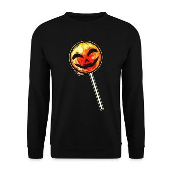 Pumpkin Lollipop Lolli Sucker Halloween - Unisex Sweatshirt - black - Front - Alina (178cm) & Michal (187cm)