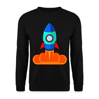 Space Rocket Rocket Launch Kids - Unisex Sweatshirt - black - Front - Alina (178cm) & Michal (187cm)