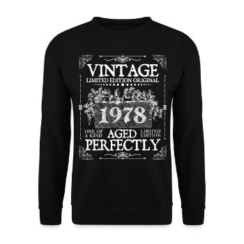 1978 | Vintage Perfectly seit 1978 Geburtstag - Unisex Pullover - Schwarz - Vorne - Alina (178cm) & Michal (187cm)