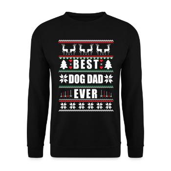 Funny Ugly Christmas Best Dog Dad Ever - Unisex Pullover - Schwarz - Vorne - Alina (178cm) & Michal (187cm)