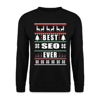 Funny Ugly Christmas Best Seo Ever - Unisex Sweatshirt - black - Front - Alina (178cm) & Michal (187cm)