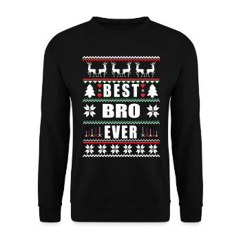 Funny Ugly Christmas Best Bro Ever - Unisex Pullover - Schwarz - Vorne - Alina (178cm) & Michal (187cm)