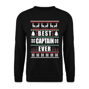 Funny Ugly Christmas Best Captain Ever - Unisex Sweatshirt - black - Front - Alina (178cm) & Michal (187cm)