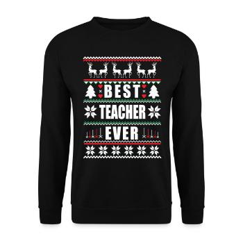Drôle et moche Noël Meilleur professeur de tous les temps - Sweat-shirt Unisexe - noir - Devant - Alina (178cm) & Michal (187cm)