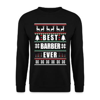 Drôle de Noël moche Meilleur barbier de tous les temps - Sweat-shirt Unisexe - noir - Devant - Alina (178cm) & Michal (187cm)