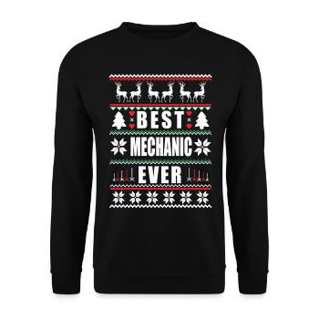 Funny Ugly Christmas Best Mechanic Ever - Unisex Sweatshirt - black - Front - Alina (178cm) & Michal (187cm)
