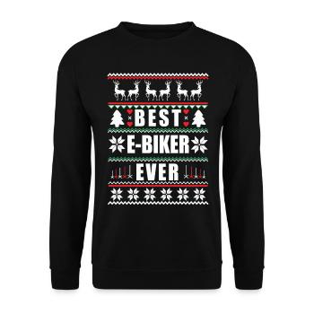 Funny Ugly Christmas Best Ebiker Ever - Unisex Pullover - Schwarz - Vorne - Alina (178cm) & Michal (187cm)