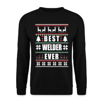 Drôle de Noël laid Meilleur soudeur de tous les temps - Sweat-shirt Unisexe - noir - Devant - Alina (178cm) & Michal (187cm)