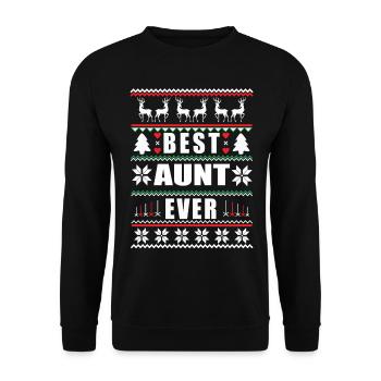 Funny Ugly Christmas Best Aunt Ever - Unisex Pullover - Schwarz - Vorne - Alina (178cm) & Michal (187cm)