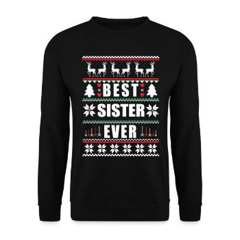 Drôle de Noël laid Meilleure sœur de tous les temps - Sweat-shirt Unisexe - noir - Devant - Alina (178cm) & Michal (187cm)