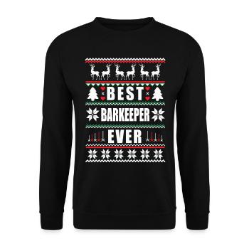 Funny Ugly Christmas Best Bartender Ever - Unisex Sweatshirt - black - Front - Alina (178cm) & Michal (187cm)