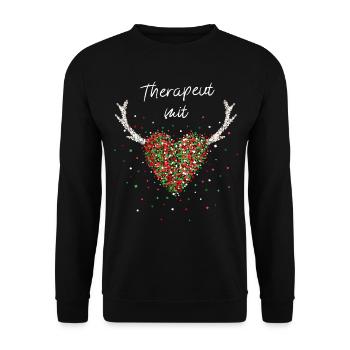 Therapeut mit Herz Therapie Weihnachtsfeier - Unisex Pullover - Schwarz - Vorne - Alina (178cm) & Michal (187cm)