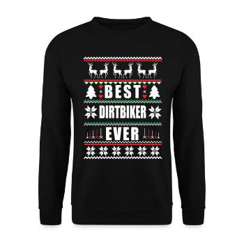 Funny Ugly Christmas Best Dirtbiker Ever - Unisex Pullover - Schwarz - Vorne - Alina (178cm) & Michal (187cm)