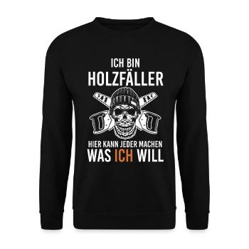 Waldarbeiter Förster Waldarbeit Holzfäller - Unisex Pullover - Schwarz - Vorne - Alina (178cm) & Michal (187cm)