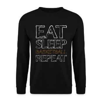 Basketball Essen Schlafen - Unisex Pullover - Schwarz - Vorne - Alina (178cm) & Michal (187cm)