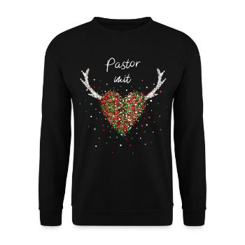 Pastor mit Herz Weihnachten Weihnachtsgeschenk - Unisex Pullover - Schwarz - Vorne - Alina (178cm) & Michal (187cm)
