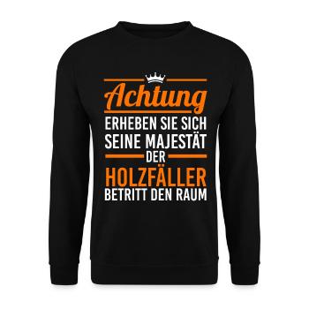 Waldarbeiter Förster Waldarbeit Holzfäller - Unisex Pullover - Schwarz - Vorne - Alina (178cm) & Michal (187cm)