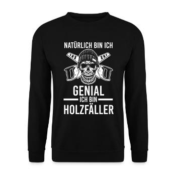 Waldarbeiter Förster Waldarbeit Holzfäller - Unisex Pullover - Schwarz - Vorne - Alina (178cm) & Michal (187cm)