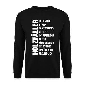 Waldarbeiter Förster Waldarbeit Holzfäller - Unisex Pullover - Schwarz - Vorne - Alina (178cm) & Michal (187cm)