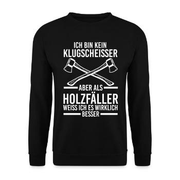 Waldarbeiter Förster Waldarbeit Holzfäller - Unisex Pullover - Schwarz - Vorne - Alina (178cm) & Michal (187cm)