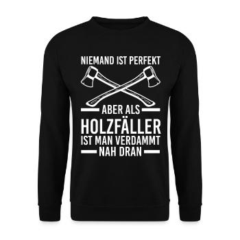 Waldarbeiter Förster Waldarbeit Holzfäller - Unisex Pullover - Schwarz - Vorne - Alina (178cm) & Michal (187cm)