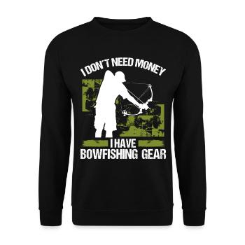 Bowfisher Je n’ai pas besoin de Money Bowhunter BowfishingBo - Sweat-shirt Unisexe - noir - Devant - Alina (178cm) & Michal (187cm)