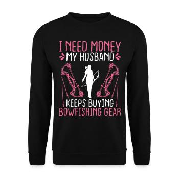 Bowfishing Wife Bowhunter Fisherman Bowfisher Girl - Unisex Pullover - Schwarz - Vorne - Alina (178cm) & Michal (187cm)
