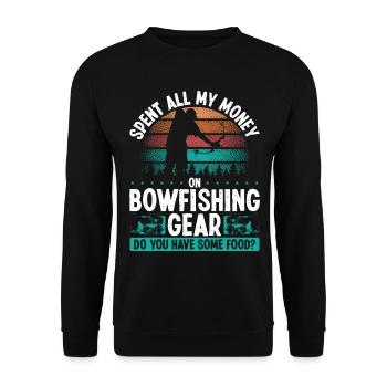 Bowfisher I need no Money Bowhunter Bowfishing - Unisex Pullover - Schwarz - Vorne - Alina (178cm) & Michal (187cm)