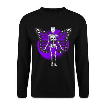 Skeleton Butterfly Gothic Fairycore Cottagecore - Unisex Sweatshirt - black - Front - Alina (178cm) & Michal (187cm)