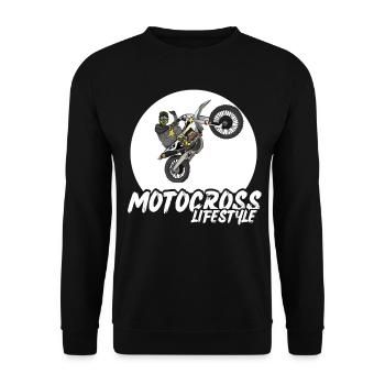 Motocross / Enduro / Freestyle mx / Dirtbike retro - Unisex Pullover - Schwarz - Vorne - Alina (178cm) & Michal (187cm)